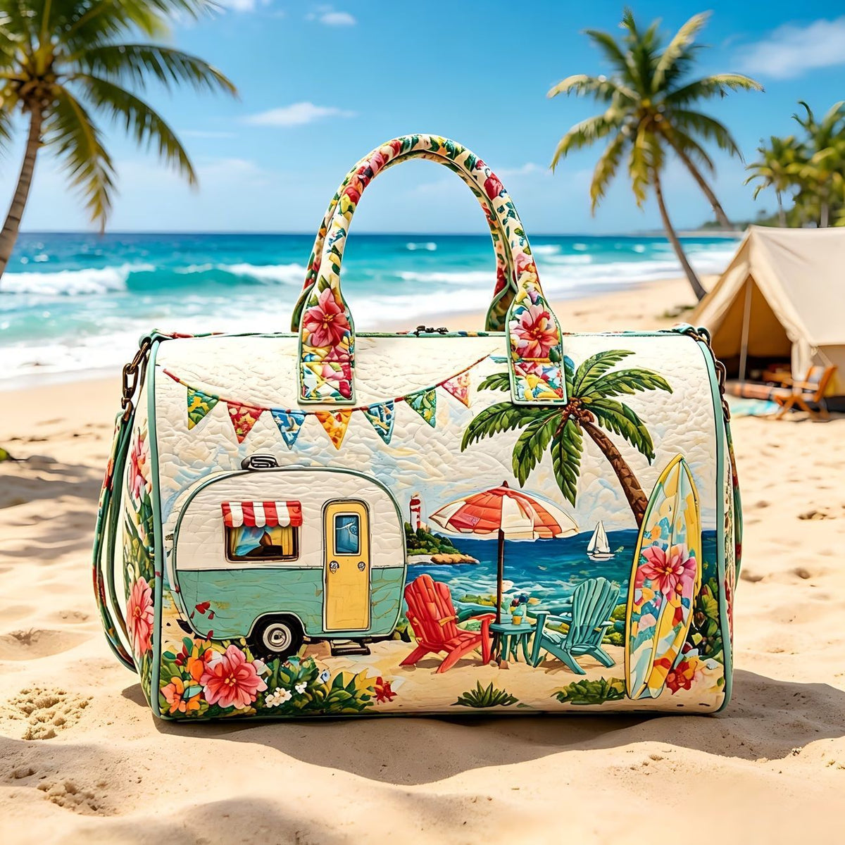 Quilted Printed Travel Yoga Handbag