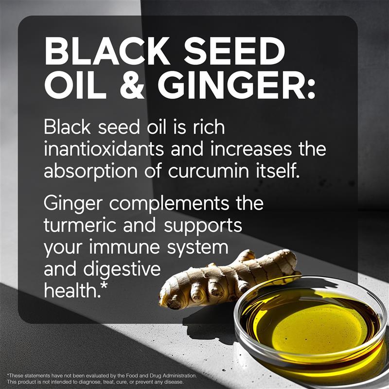 SMARTER NUTRITION Curcumin Softgels - Vegan High Absorption 400 mg Turmeric Supplement + Black Seed Oil & Ginger